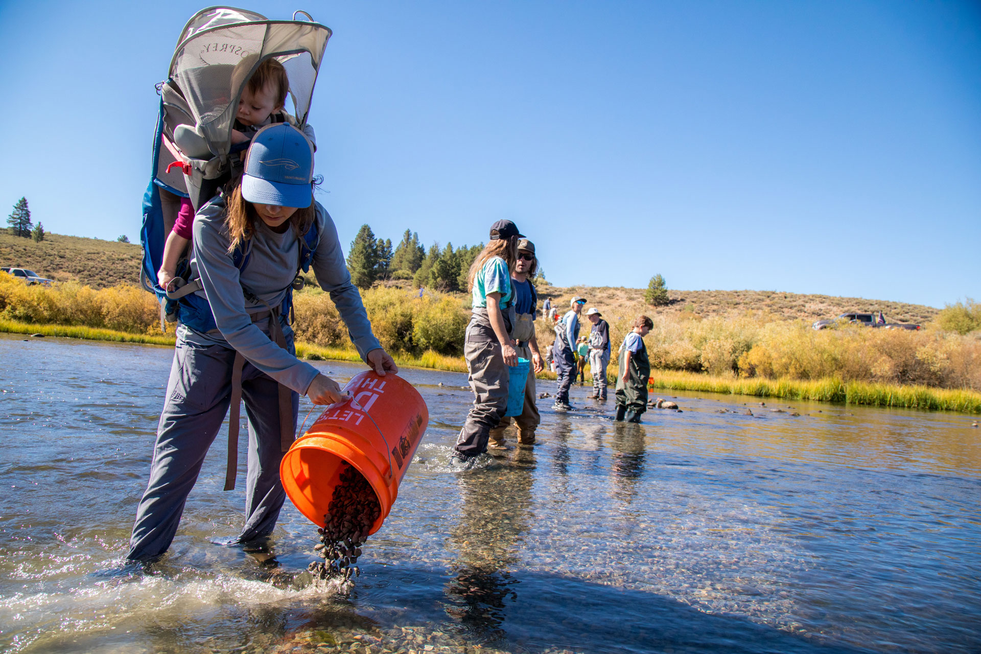 Volunteers working on a local stream.