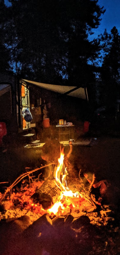 A campfire on public lands near Yellowstone National Park.