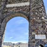 The famed Roosevelt Arch, Yellowstone National Park.