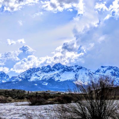 The Sawtooth Mountains above Stanley, Idaho.