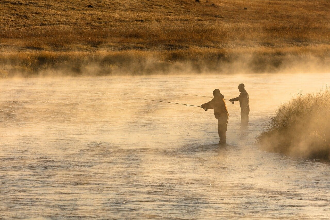 two men fly fishing