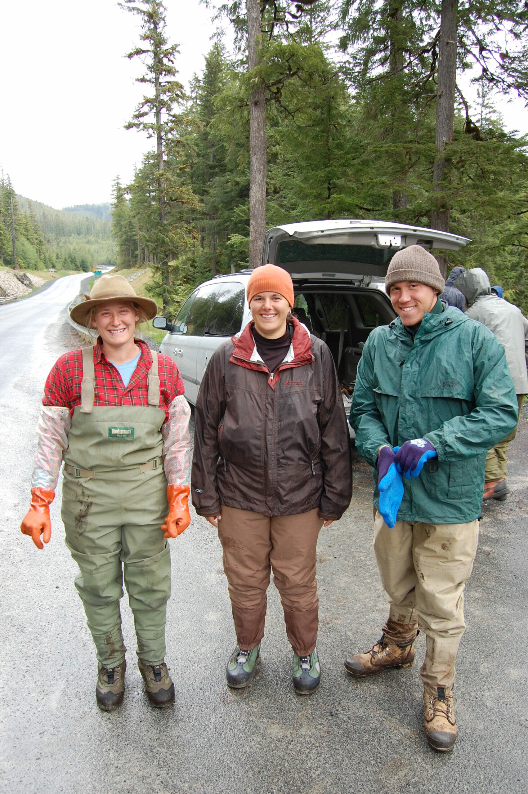 Three college students in Alaska.