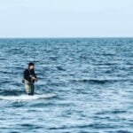 An angler fishes the salt off of Vancouver Island.