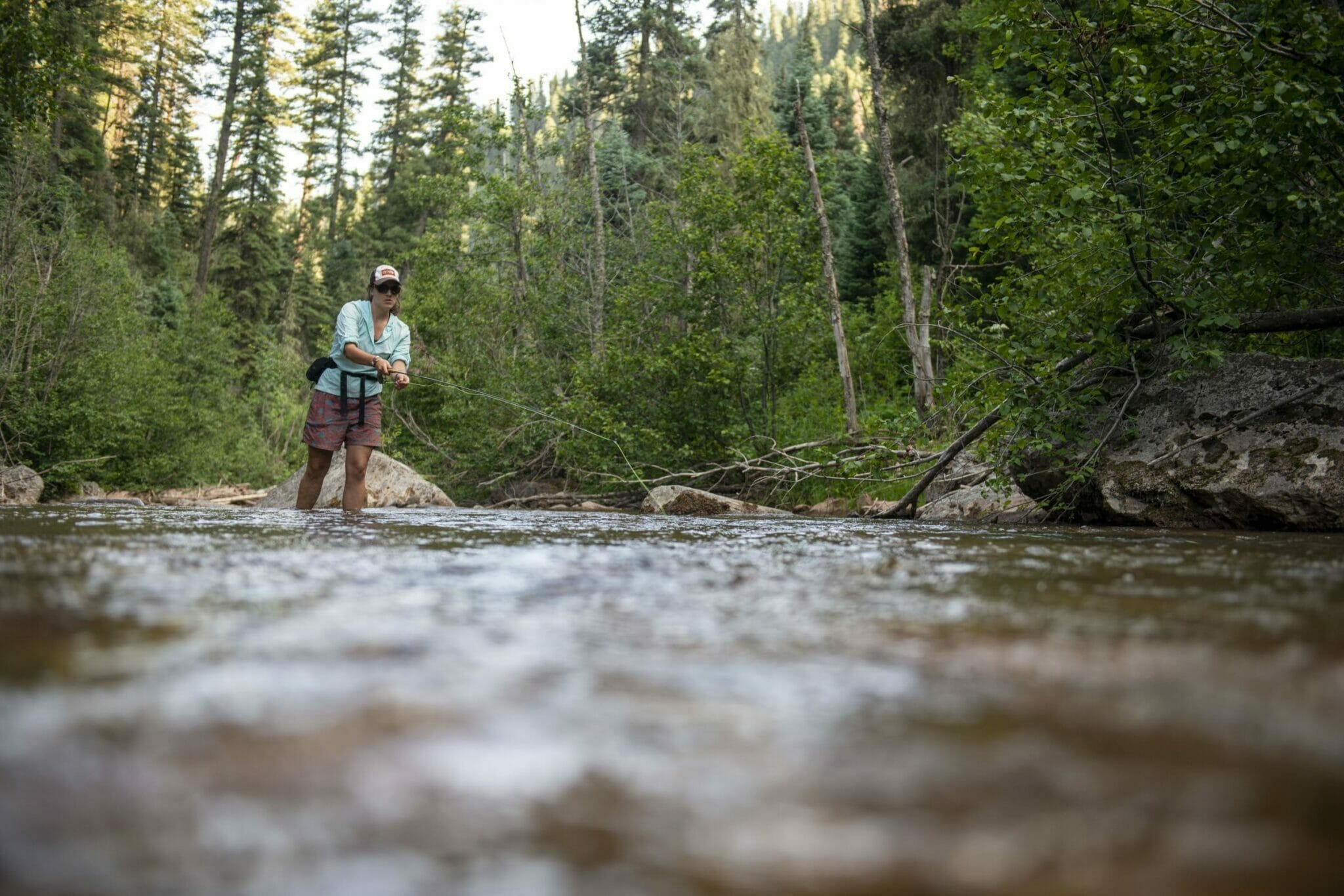 A angler fishes Hermosa Creek in Colorado.