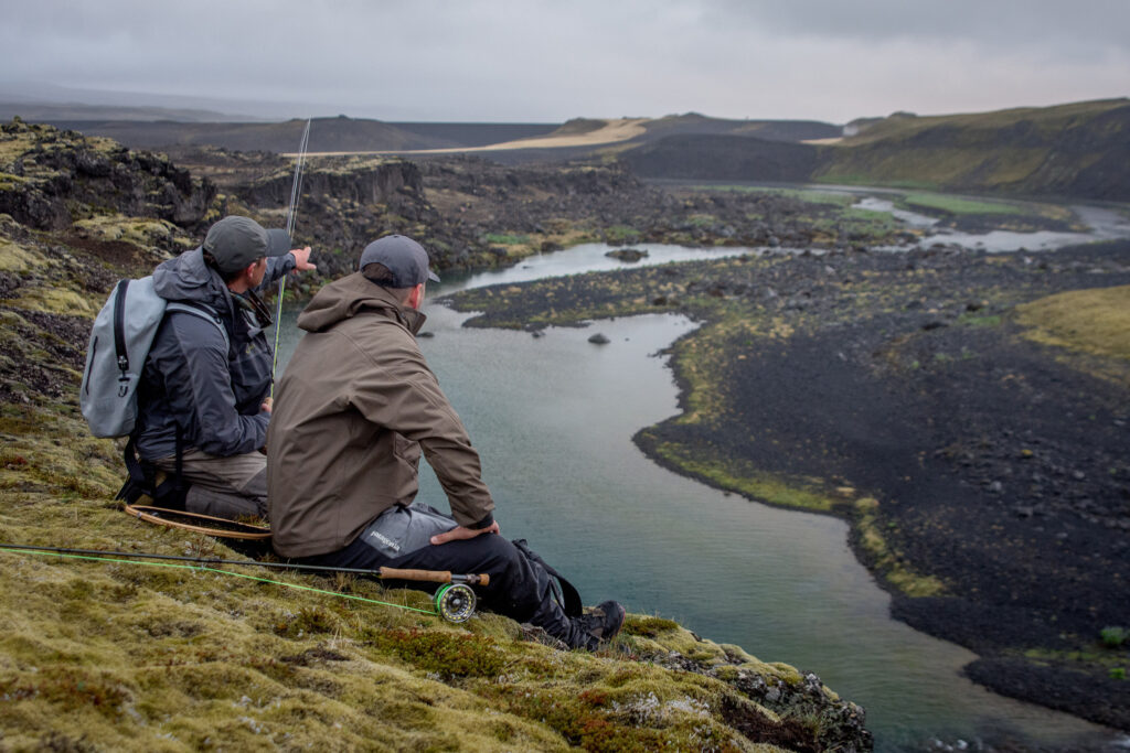 fly fishing iceland two angler view over the vast river