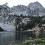 Casting for trout in a mountain lake.