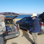 Two anglers on the banks of Antero Reservoir in Colorado.