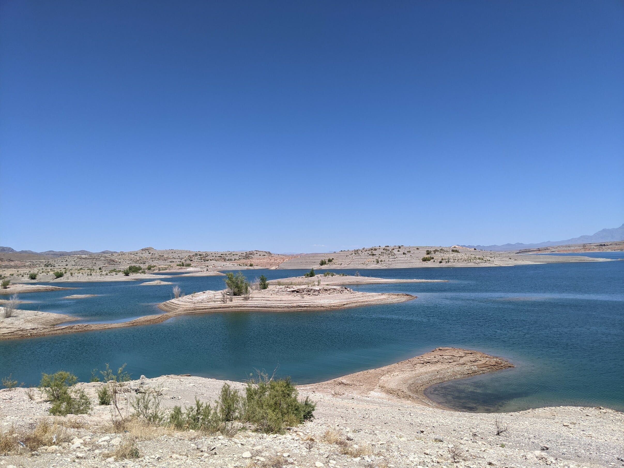 Lake Meade and its extremely low water levels.