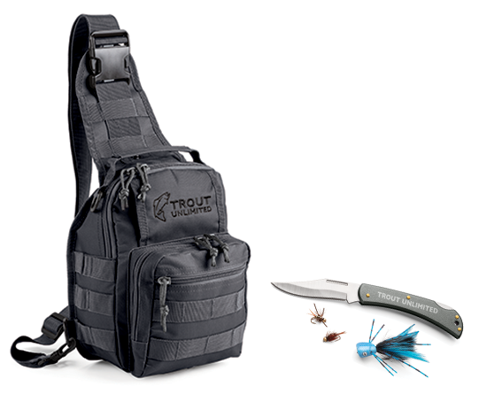 TU Sling Pack, Flies, and Pocket Knife