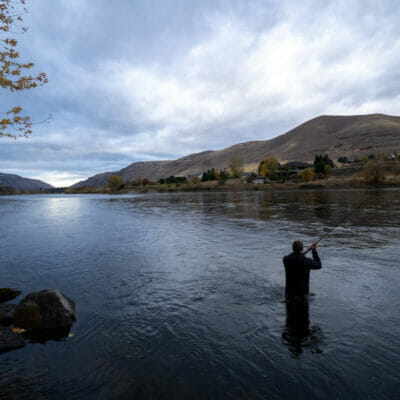 Man fly fishing in the Snake River