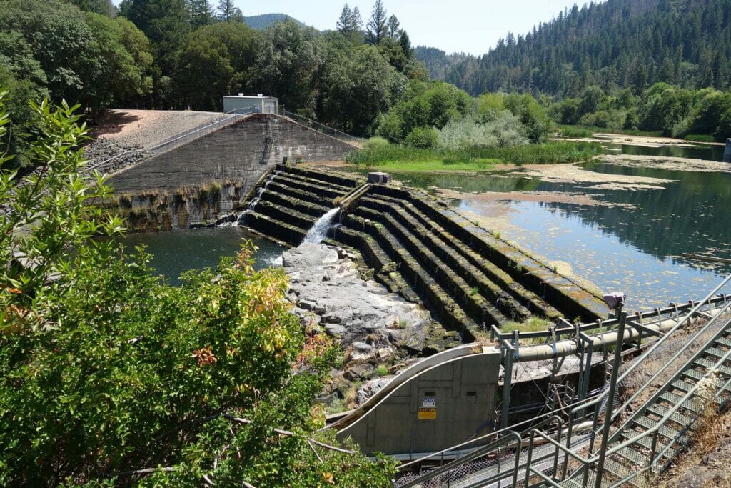 A small dam in the mountains, related to Pacific Gas and Electric lawsuit