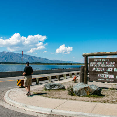 Jackson Lake Dam and Reservoir sign