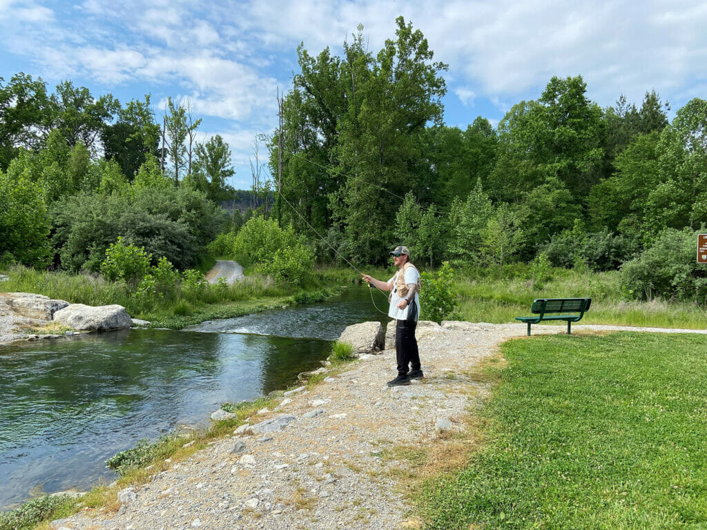 Man casting into a stream