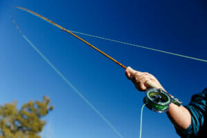 A rod in action casting