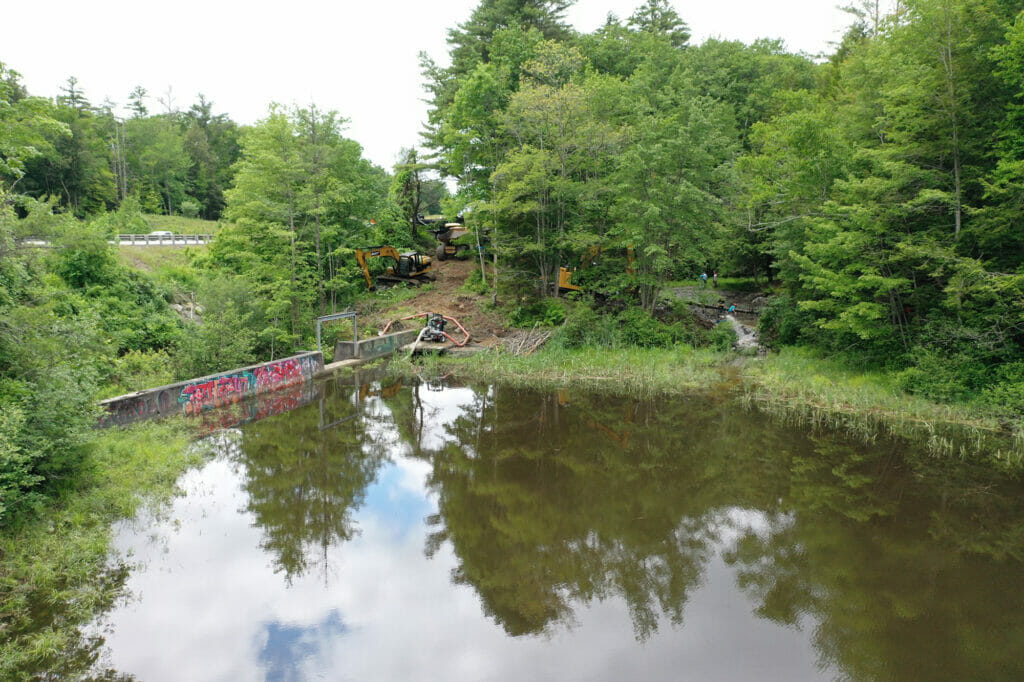 Frost Gully Dam just before being demolished