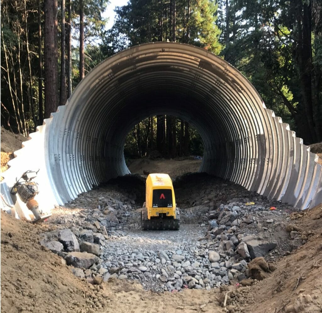 A culvert being built