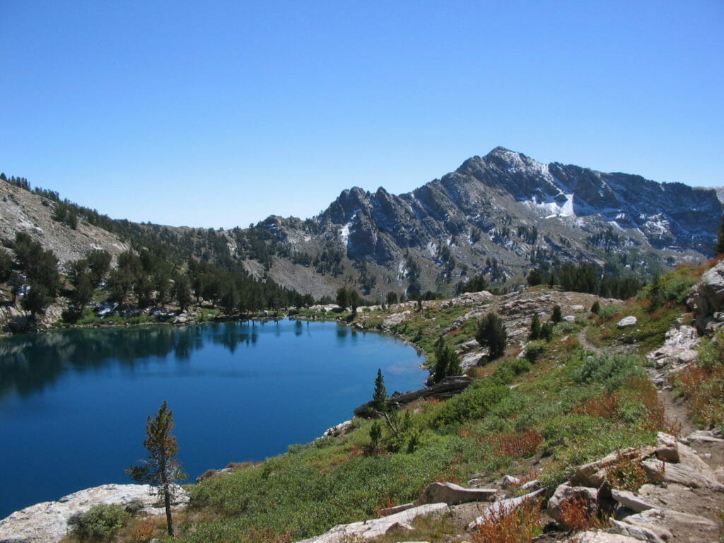 Snow mountains and a clear water lake