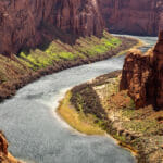 The sparkling Colorado River at the bottom of the Grand Canyon