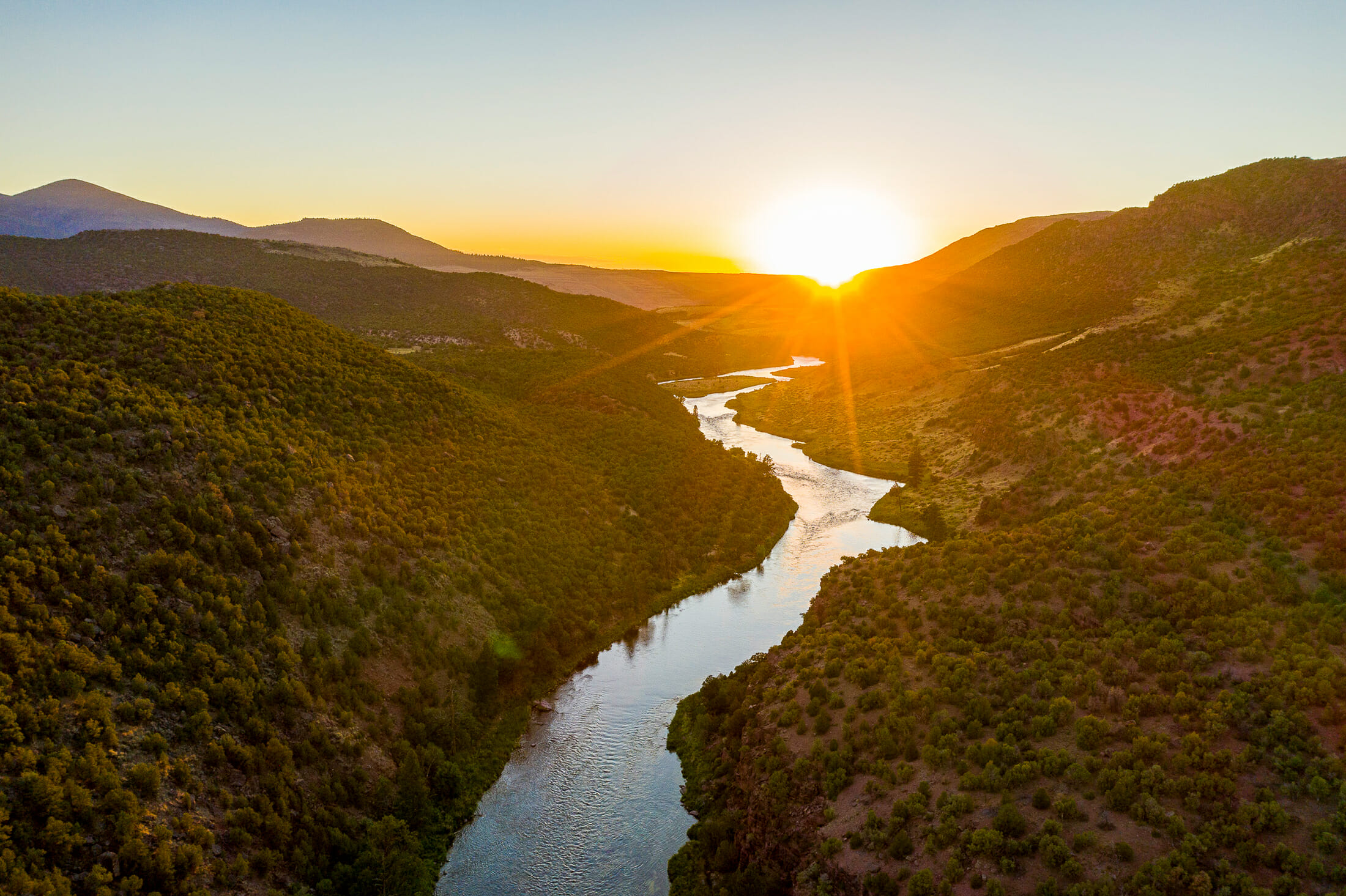 Sunset on a river valley