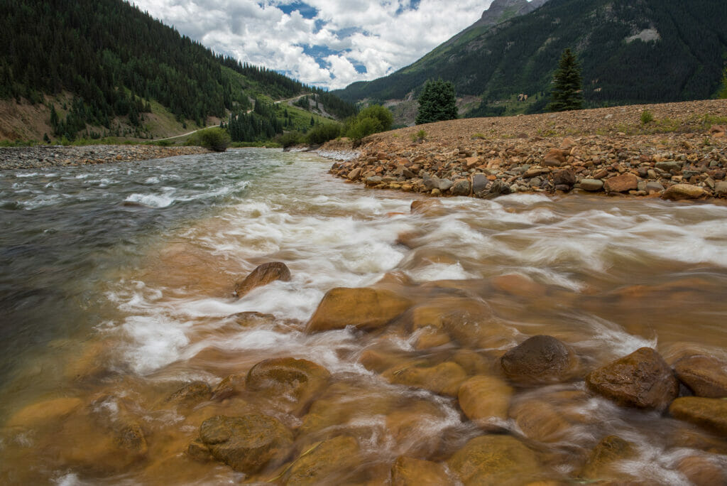 Discoloration draining out of a mine