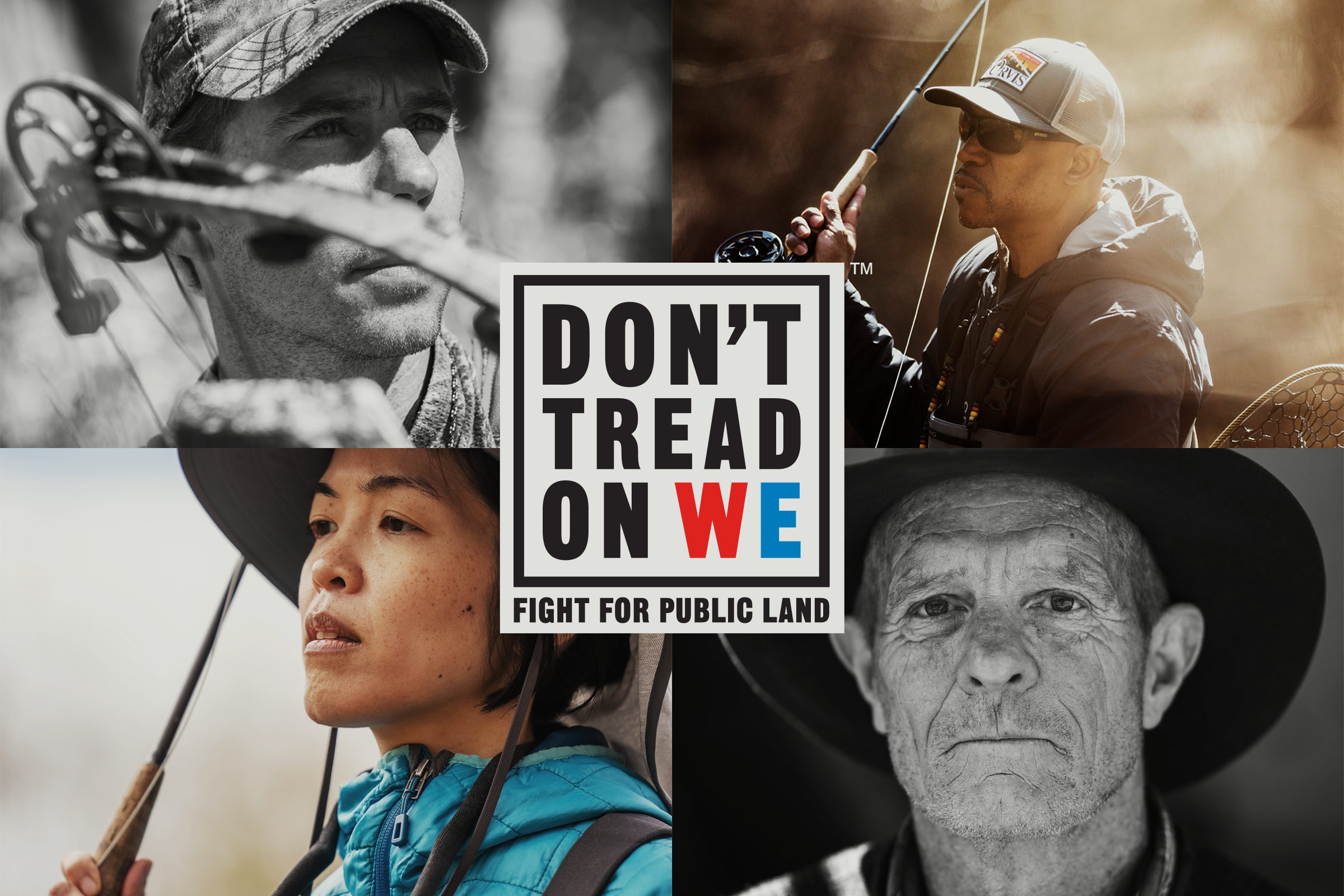 dont tread on we public land avocacy sticker over four protraits