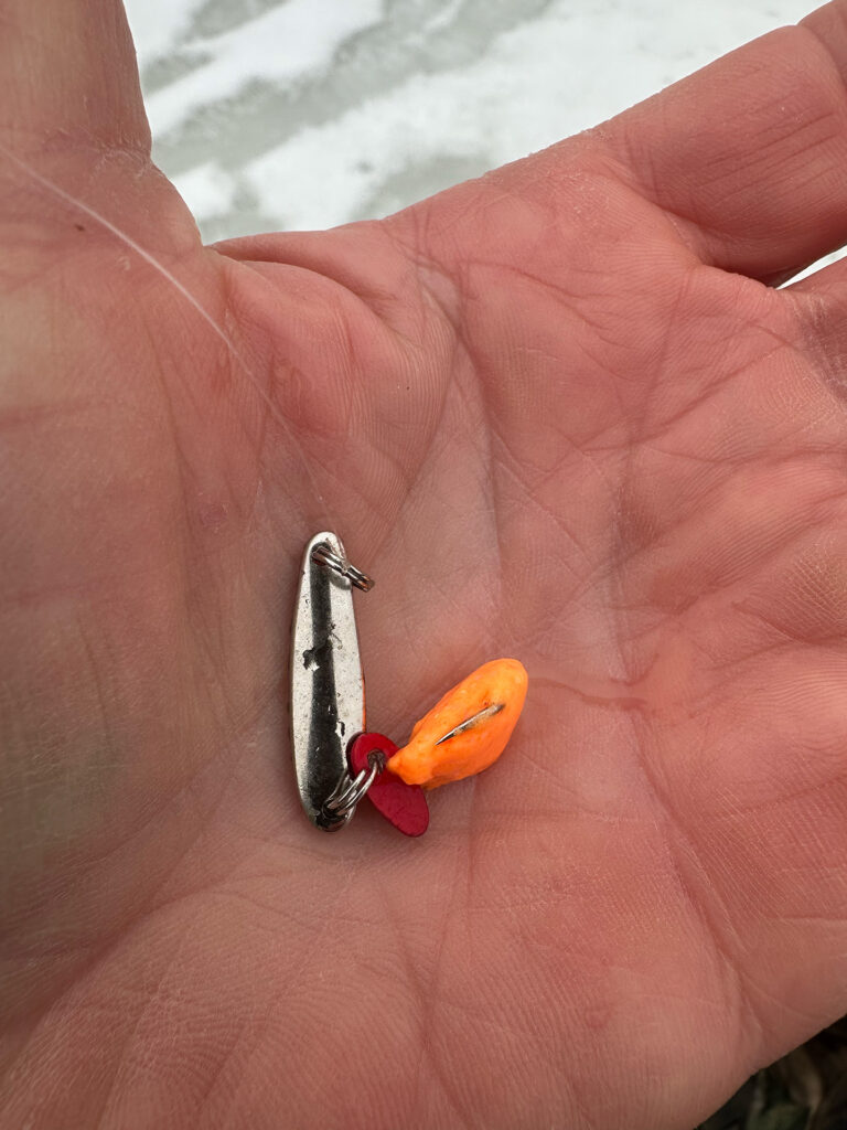 swedish pimple spoon ice fishing jig