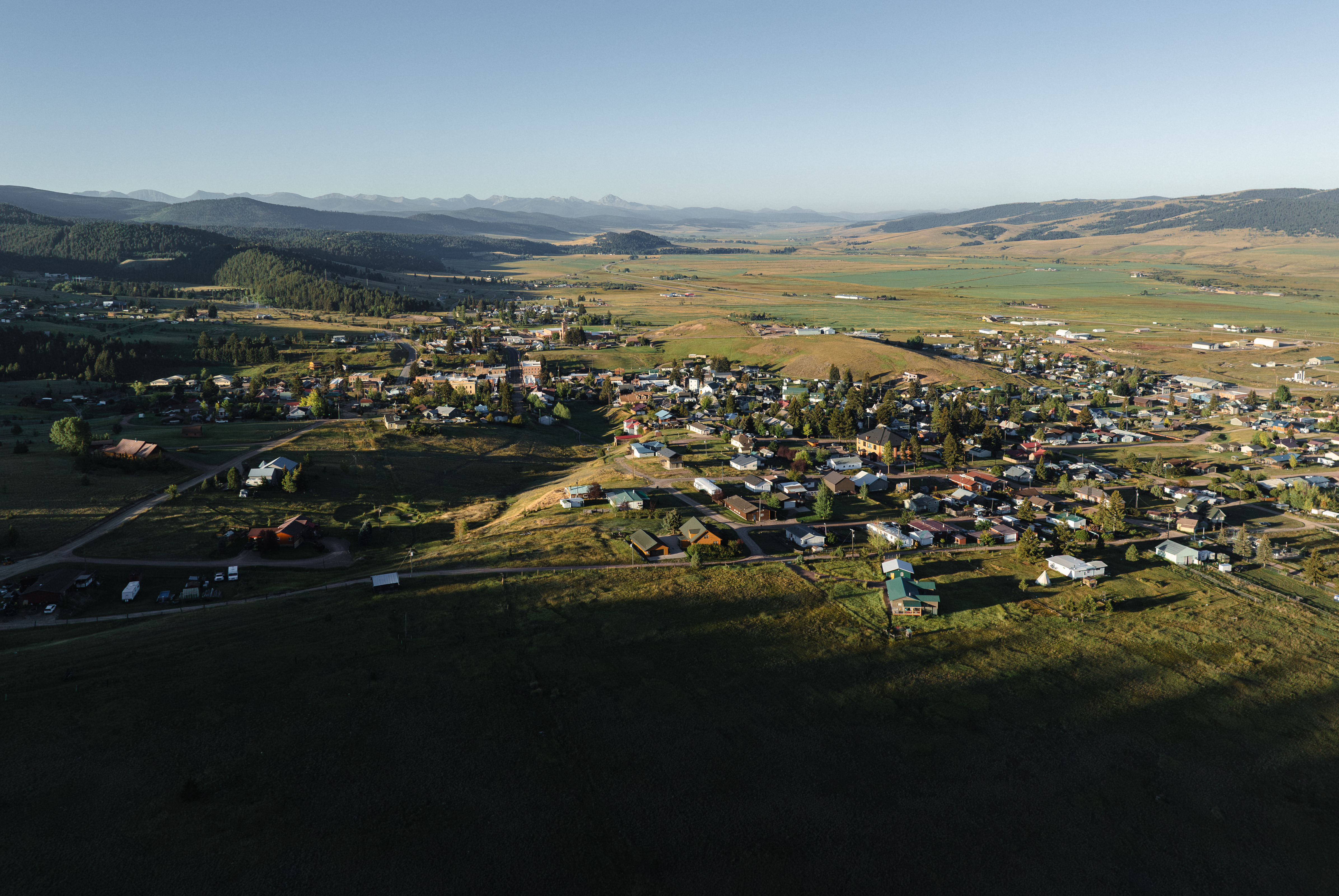 philipsburg, montana aerial view over town