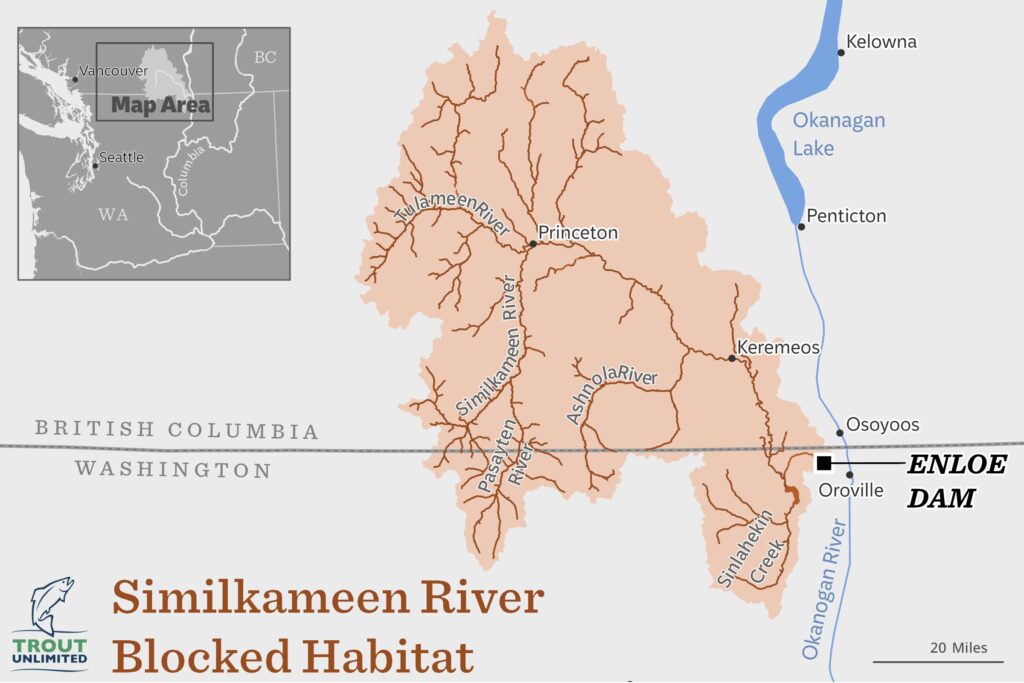 map of the enloe dam area