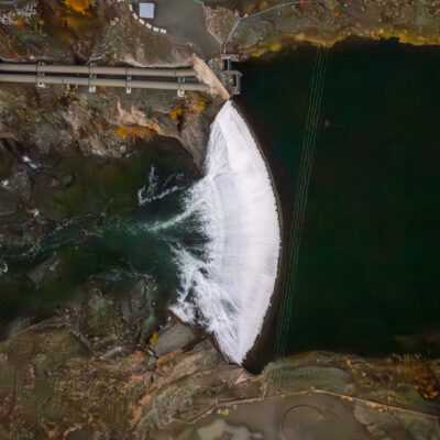 Enloe dam from above drone photo by Steven Gnam