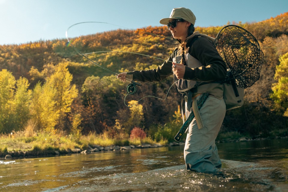 woman angler fishing roadless area