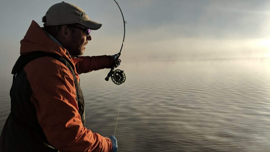 fly casting photo showing flex of fly rod