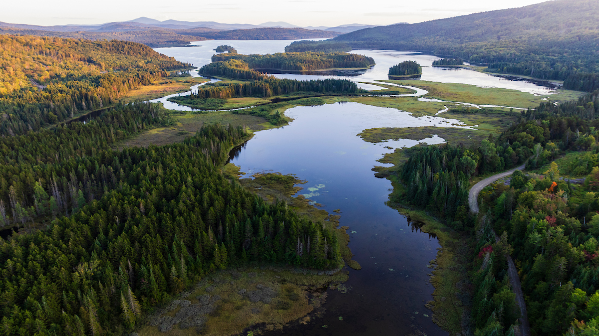 The Magalloway River as it enters Parmachenee Lake in Maine's northern forest.