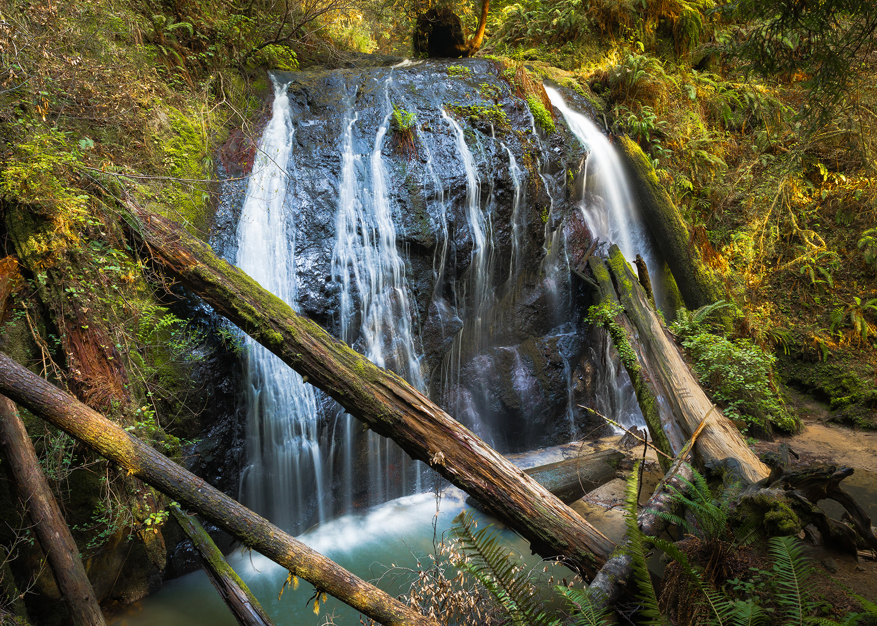 Waterfall in Russian Gulch State Park Credit public domain