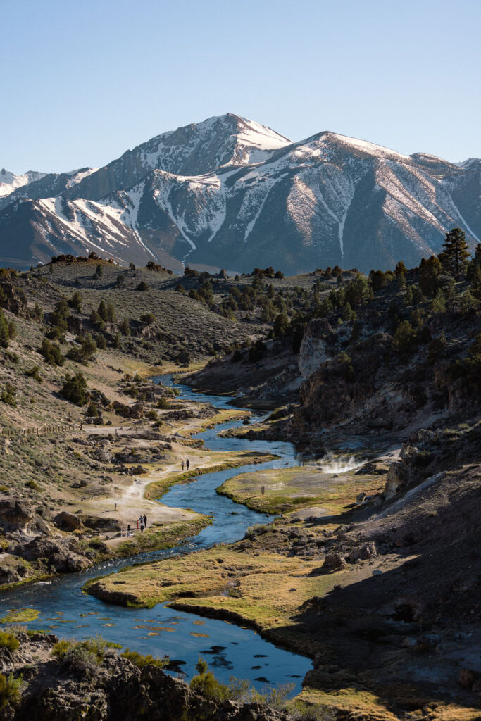 view of the parking lot at the Hot Creek Geologic Site