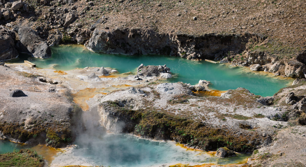 mineral hot springs at hot creek, ca