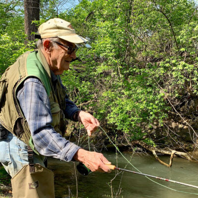 Bernard “Bud” Nagelvoort fly fishing portrait