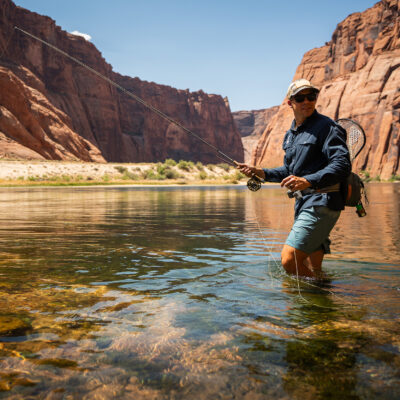 angler fishing lee's ferry in ancestral footprints of the grand canyon national monument