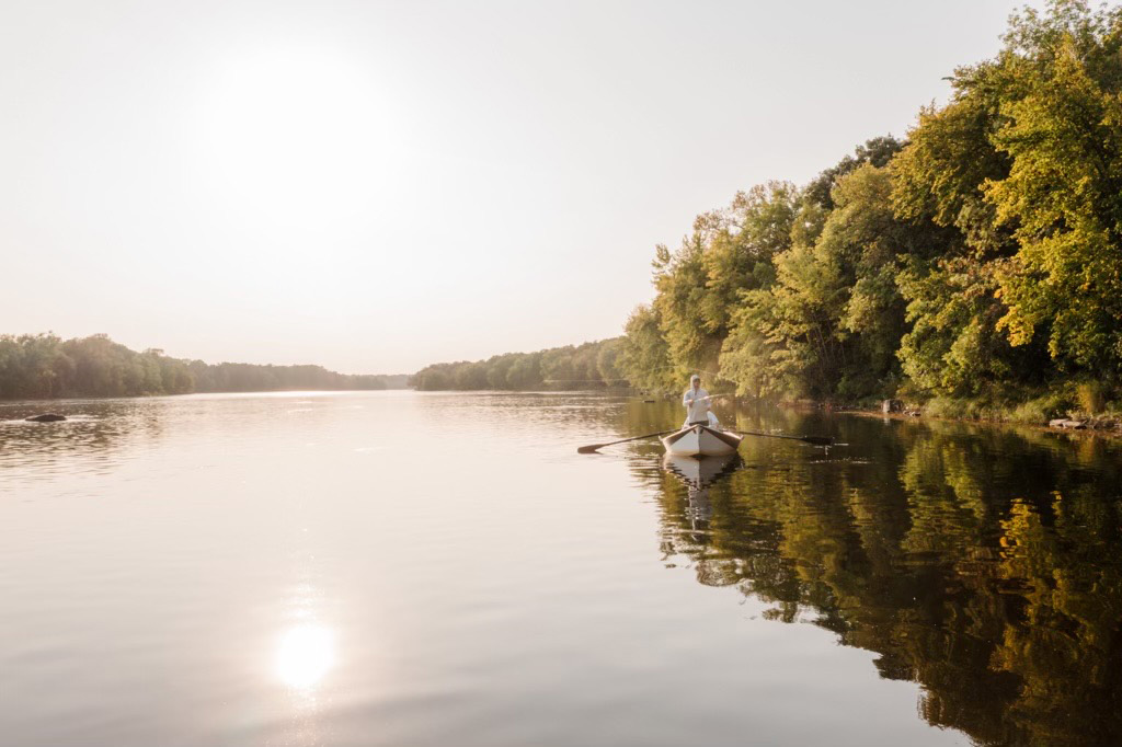 smallmouth bass fishing from a boat