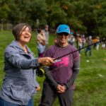 practicing casting fly fishing group