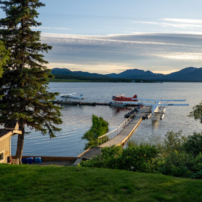 beautiful summer in alaska plane on a lake