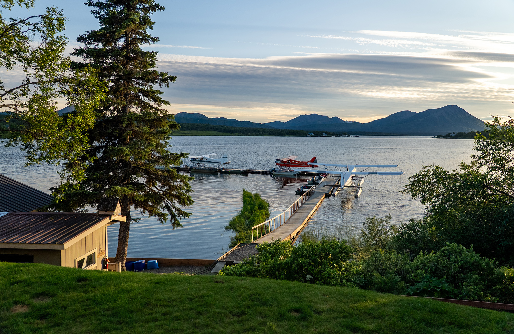 beautiful summer in alaska plane on a lake
