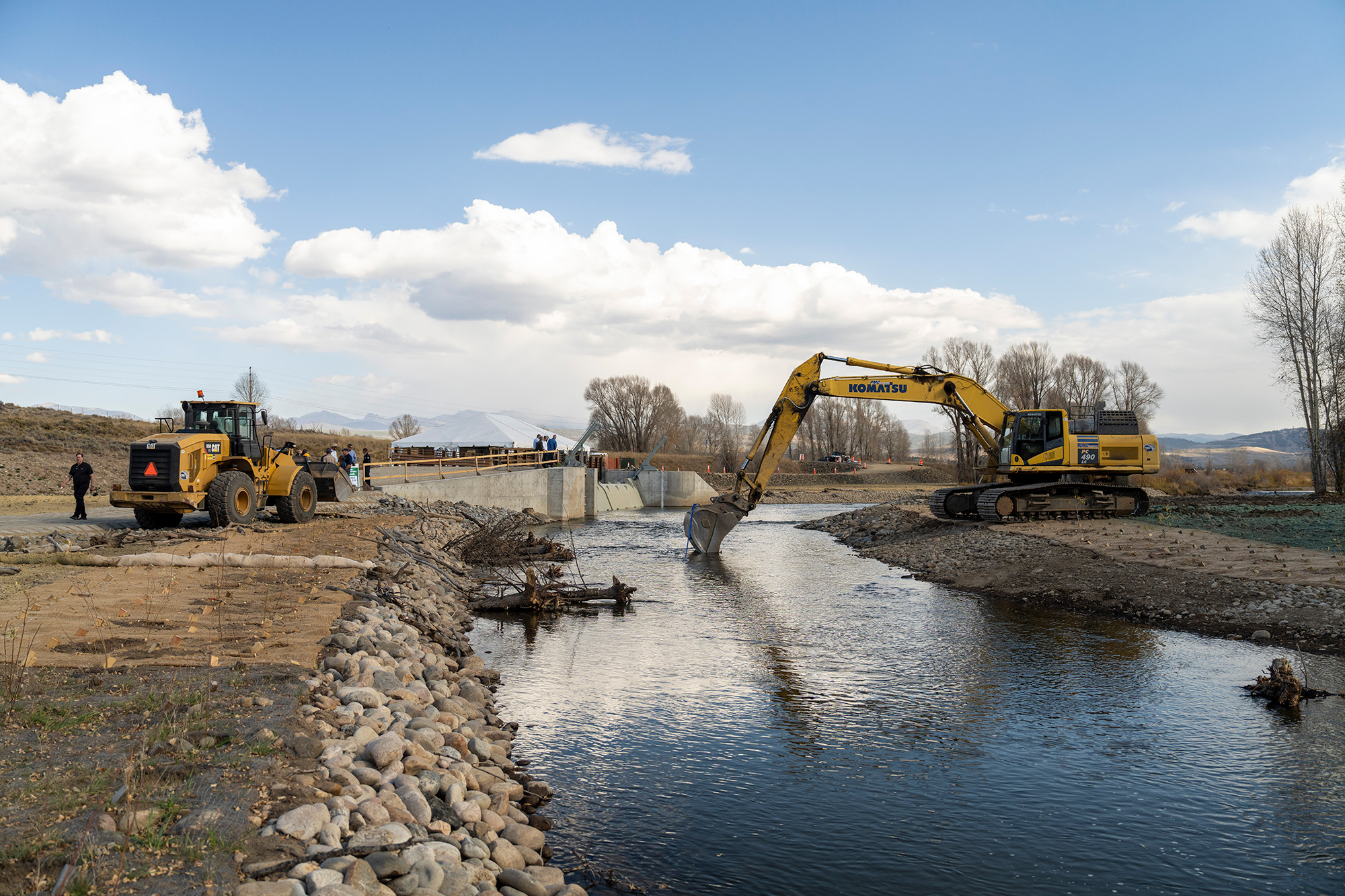 large machine work on the windy gap channel connectivity