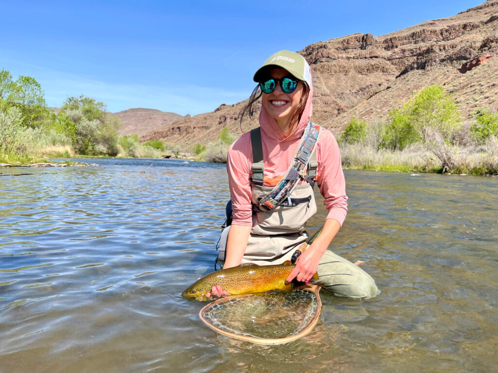female angler brown trout