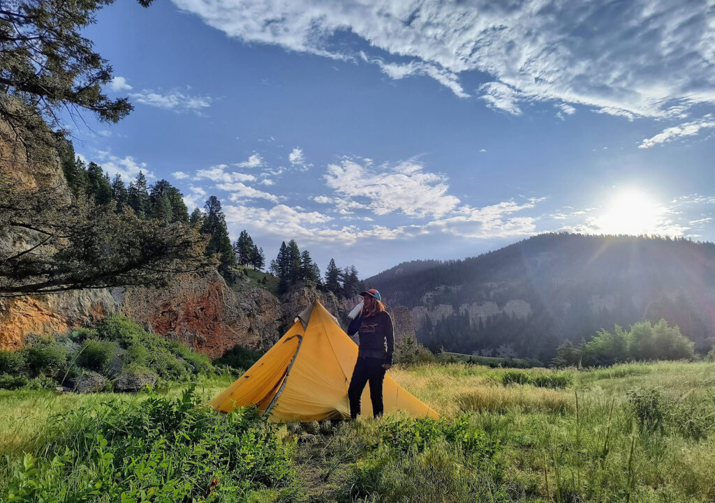 solo backpacker camping in pristine meadow smith river deep creek roadless area