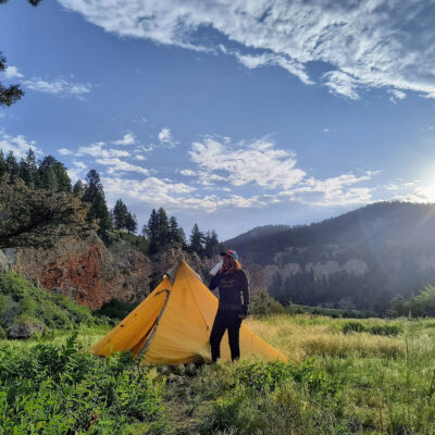 solo backpacker camping in pristine meadow smith river deep creek roadless area